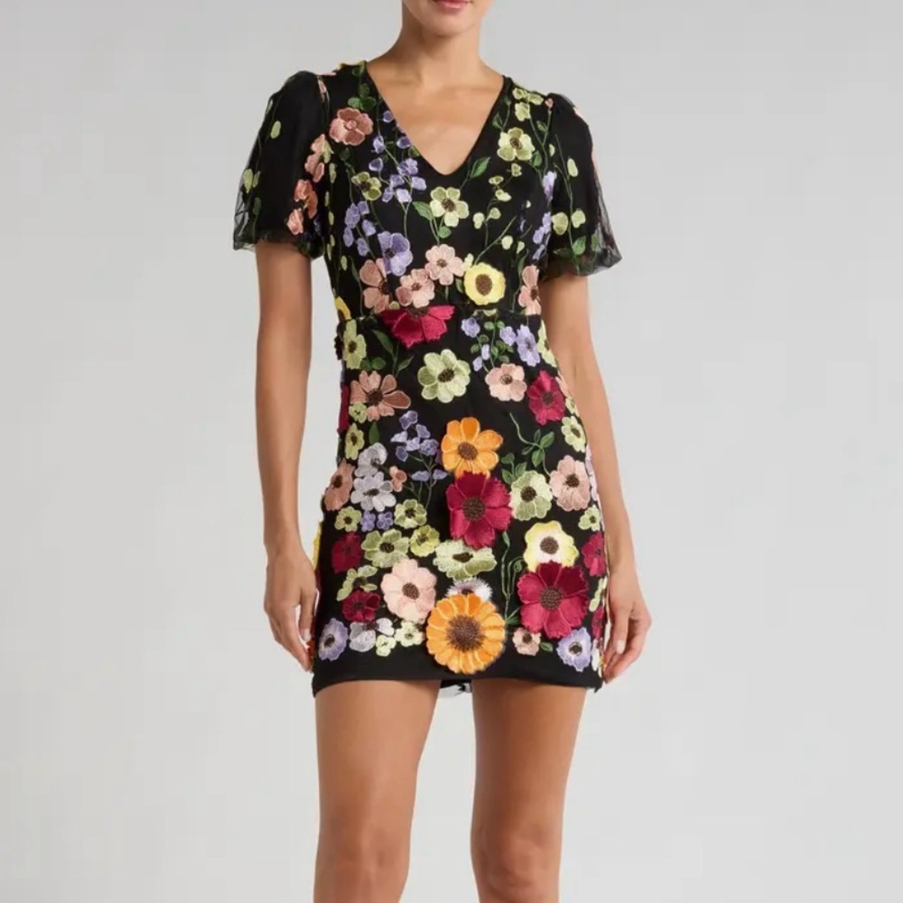 Adelyn Rae Floral Embroidered Sheath Dress